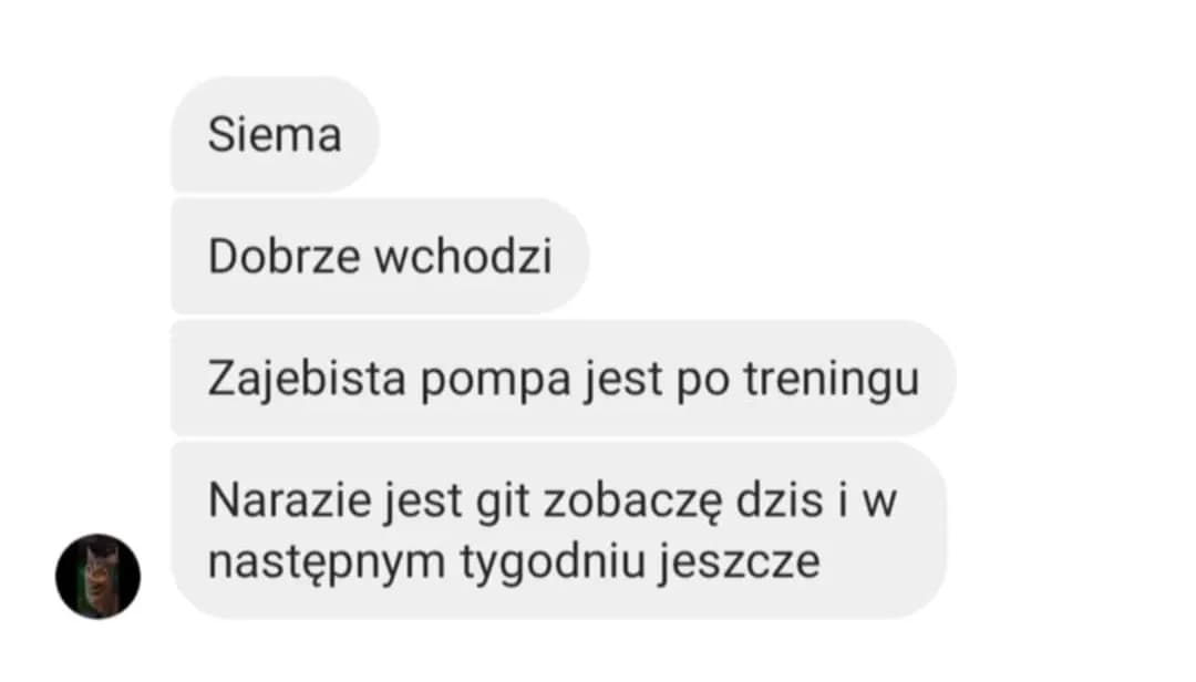Opinia podopiecznego: „Siema. Dobrze wchodzi. Zajebista pompa jest po treningu. Narazie jest git zobaczę dzis i w następnym tygodniu jeszcze”